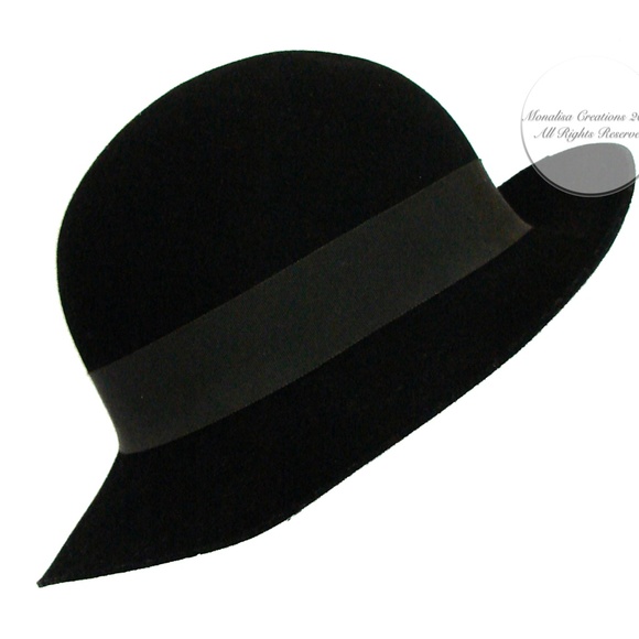 Vintage Adolfo II Black Wool Hat made by Bollman Hat Co for Saks 5th Ave Rare main image 4